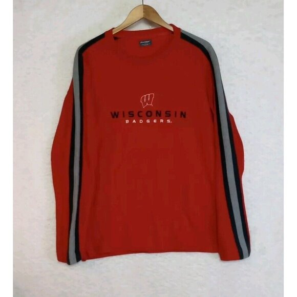 Pro Edge Wisconsin Badgers Long Sleeve Shirt Sweater Men's Large Cotton Ribbed - Picture 2 of 9
